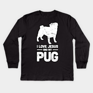 Pug - Funny Jesus Christian Dog Kids Long Sleeve T-Shirt